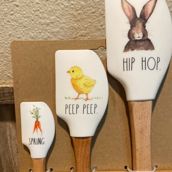 Rae Dunn Easter Spatulas, Spring Silicone Spatulas With Wooden Handles Set Of 3 - Picture 6 of 15